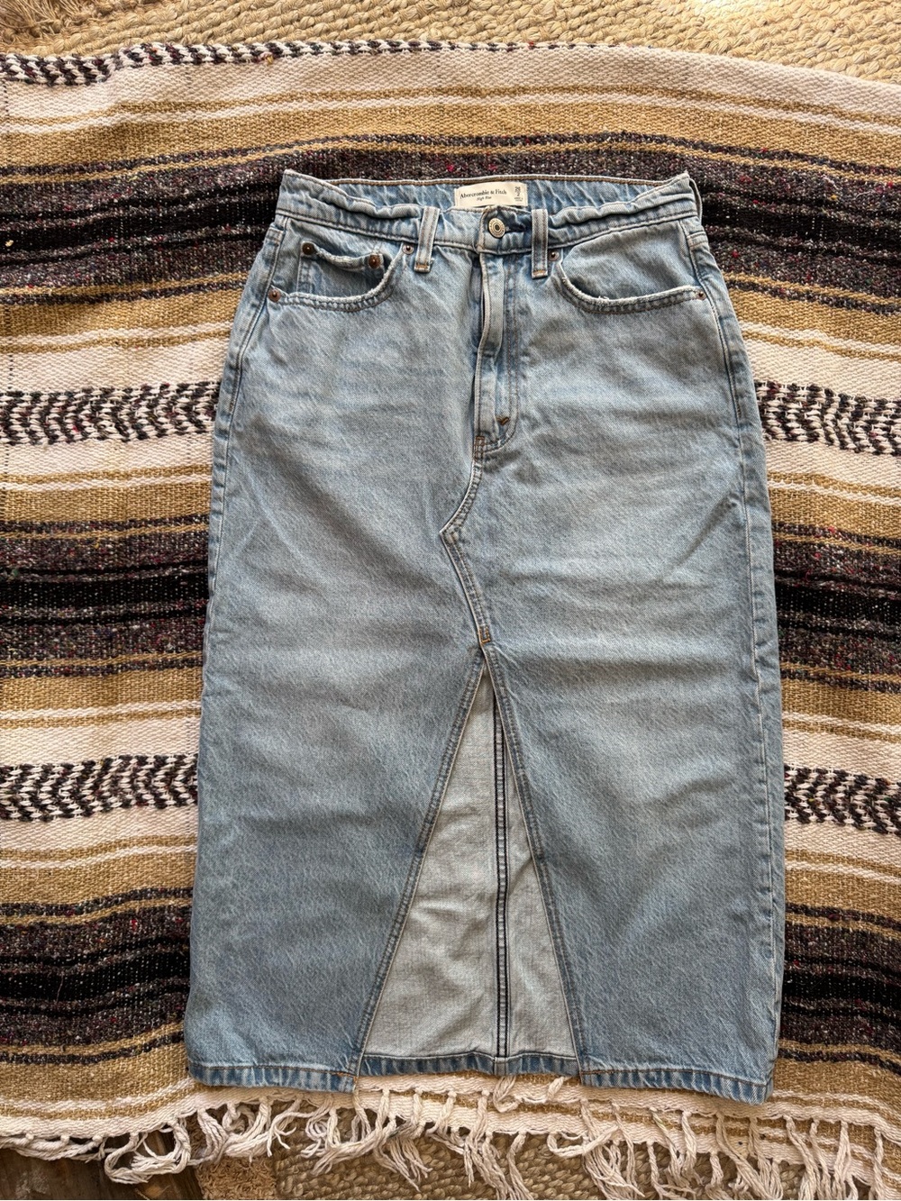Abercrombie & Fitch High Rise Denim Skirt with Front Slit